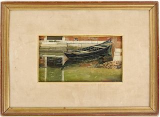 O. Licini, Oil on Canvas Boat Painting, 20th C.