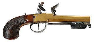 Belgian Flintlock Pistol With Dagger