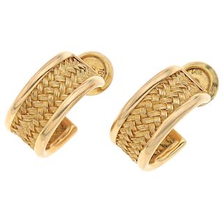 An 18K and 14K yellow gold pair of earrings.
