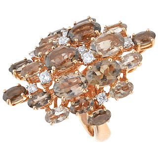 DAMIANI quartz and diamond 18K rose gold ring.
