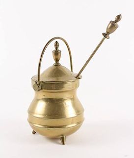 Heavy Antique Brass Smudge Pot w/ Fire Starter