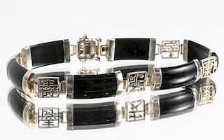 Sterling Silver & Onyx Link Bracelet