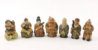 Set of 7 Satsuma Porcelain Immortal Figurines