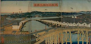 Sadahide Utagawa woodblock triptych