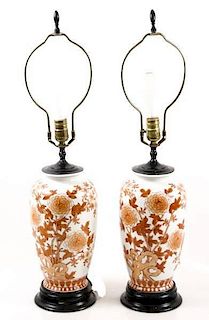 Pair of Asian Porcelain Table Lamps, 20th C.
