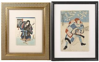 Pair of U. Kunisada III, 19th C. Woodblock Prints