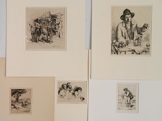 Arthur Heintzelman 5 etchings