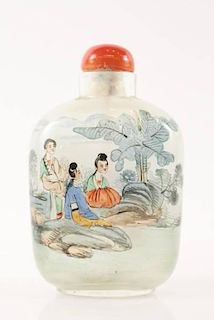 Chinese Large Reverse Painted Glass Snuff Bottle