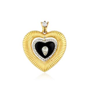 Van Cleef & Arpels 18K Gold Diamond and Enamel Pendant, French