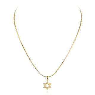 A Star of David Diamond Gold Pendant Necklace