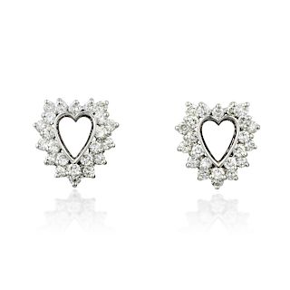 A Pair of Platinum Diamond Earrings