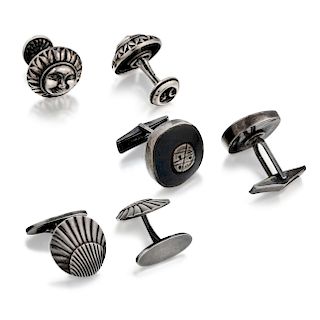 A Group of Silver Cufflink Sets