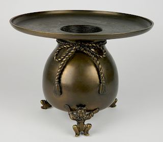 Japanese bronze Ikebana vase