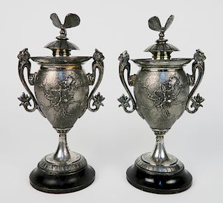 Pair of French silver pot pourri
