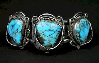 Turquoise and silver cuff bracelet