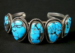 Turquoise and silver cuff bracelet