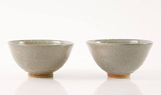 Pair of Japanese Studio Pottery Bowls, M Mark