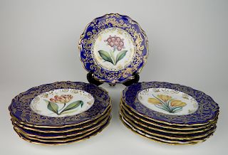 Set of 12 Rockingham Bleu de Roi dessert plates