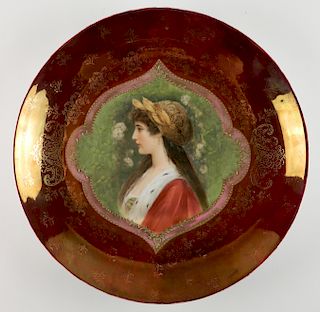 Austrian hand-painted porcelain charger