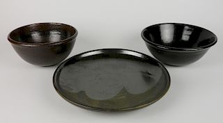 Toshiko Takaezu 3 ceramic bowls