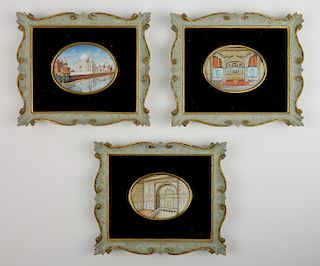3 Persian hand-painted on ivory miniatures