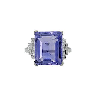 Designer Platinum Diamond & Sapphire Ring Size 6