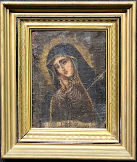 Early Antique Spanish Colonial Madonna Painting