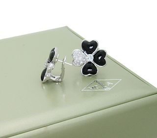 Van Cleef & Arpels Cosmos earrings, medium mode White gold, Diamond, Onyx