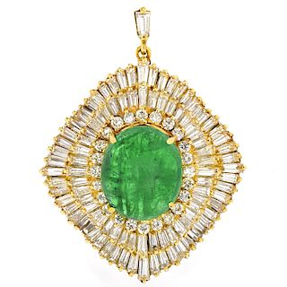 Emerald, Diamond and 18K Gold Pendant
