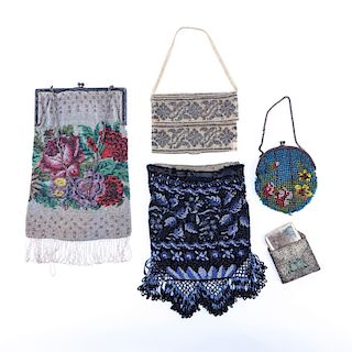 Collection of Five (5) Antique Beaded Bags