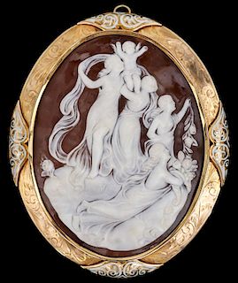 A LARGE AND EXCEPTIONAL CARVED SHELL CAMEO C. 1900