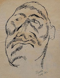 THOMAS HART BENTON (1889-1975) INK STUDY 1920