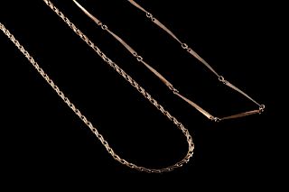 TWO CONTEMPORARY 18K GOLD CHAIN NECKLACES