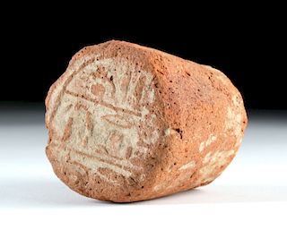 Translated Egyptian Terracotta Funerary Cone for Min
