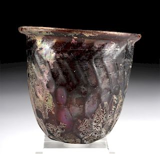 Fine Roman Glass Cup - Deep Aubergine Color