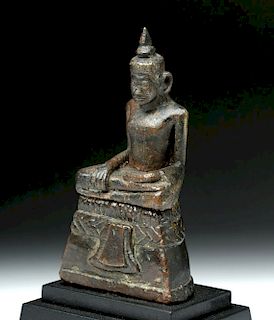 Late Khmer Bronze Seated Buddha