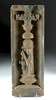 Gandharan Schist Relief w/ Dancer & Stupa