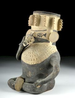 Chancay Pottery Figural Vessel of an Imbiber