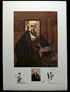 Signed Dali Lithograph "Rembrandt Portrait..." 1974