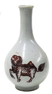 Chinese Copper Red Porcelain Bottleneck Vase