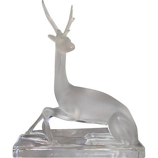 Lalique French Crystal Cerf Deer Stag Figurine