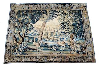 Antique French Louis XIV Aubusson Verdue Tapestry