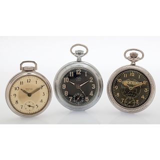 Novelty Open Face Pocket Watches, Lot of Three
