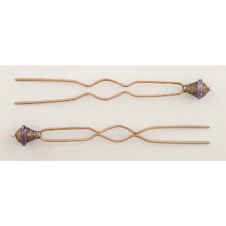 18 Karat Gold Victorian Hairpins
