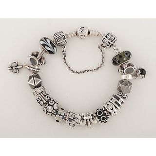 Pandora Sterling Silver Charm Bracelet with Charms