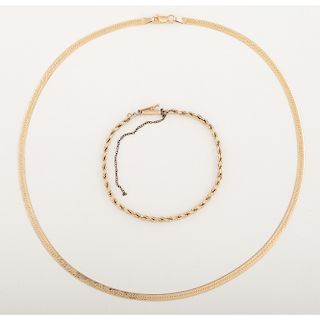 14 Karat Gold Bracelet and Necklace