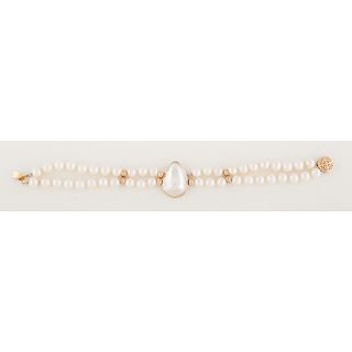14 Karat Gold Cultured Pearl Bracelet