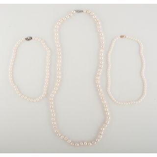 Cultured Pearl Necklaces, Lot of 3