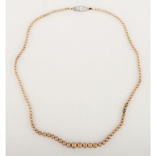 Faux Pearl Necklace with Platinum Diamond Clasp