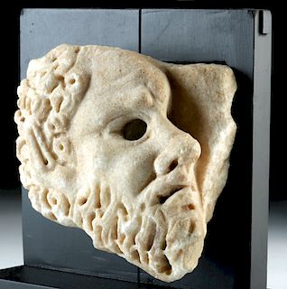 Roman Marble Face of Satyr in Relief, ex Sotheby's